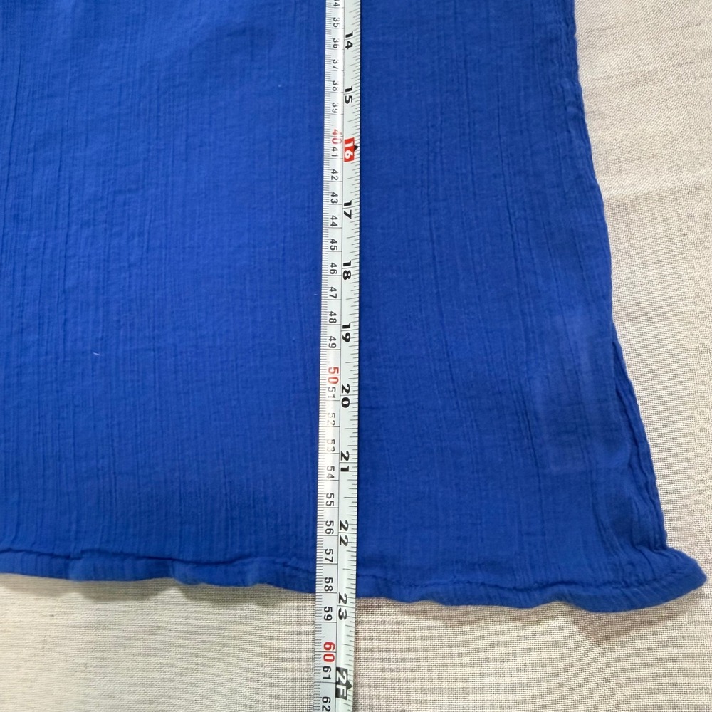 Old Navy Womens XS Royal Blue Cotton Gauze 3/4 Lettuce Hem Sleeve Blouse Top Off - Picture 5 of 10